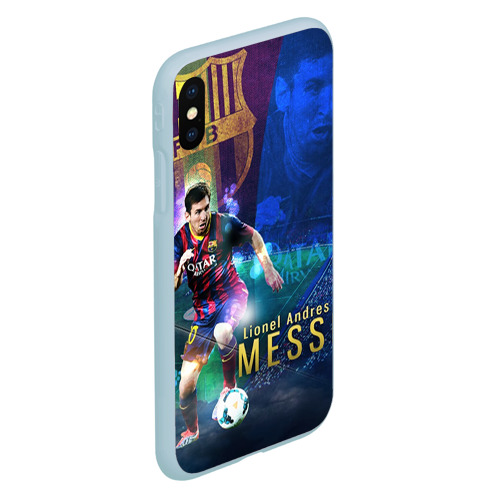 Чехол для iPhone XS Max матовый Messi, цвет голубой - фото 3