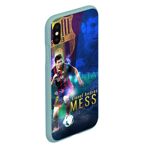 Чехол для iPhone XS Max матовый Messi, цвет мятный - фото 3