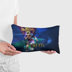 Подушка с принтом Messi для любого человека, вид спереди №2. Цвет основы: белый