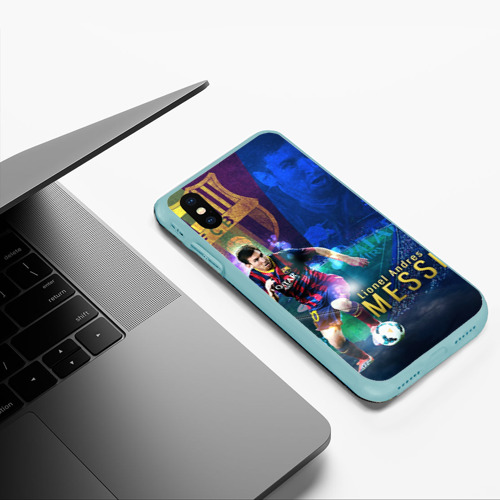 Чехол для iPhone XS Max матовый Messi, цвет мятный - фото 5