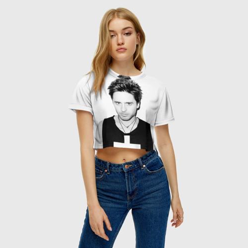 Женская футболка Crop-top 3D Джаред Лето, цвет 3D печать - фото 3