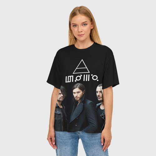 Женская футболка oversize 3D 30 Seconds to mars, цвет 3D печать - фото 3