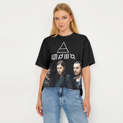 Женская футболка oversize 3D 30 Seconds to mars, цвет 3D печать - фото 5