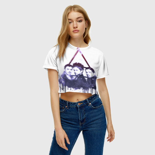 Женская футболка Crop-top 3D 30 seconds to mars, цвет 3D печать - фото 4