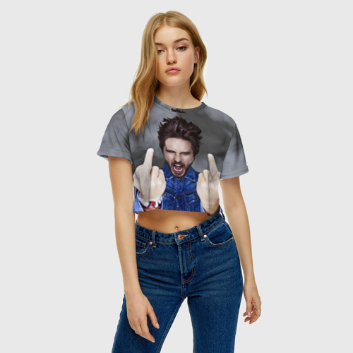 Женская футболка Crop-top 3D 30 seconds to mars, цвет 3D печать - фото 3