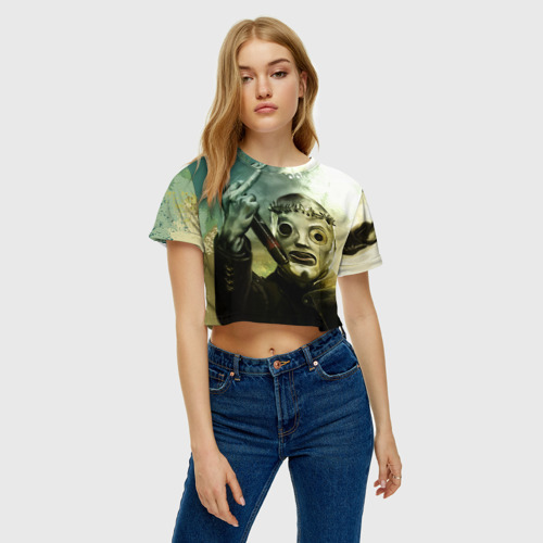 Женская футболка Crop-top 3D Slipknot, цвет 3D печать - фото 3