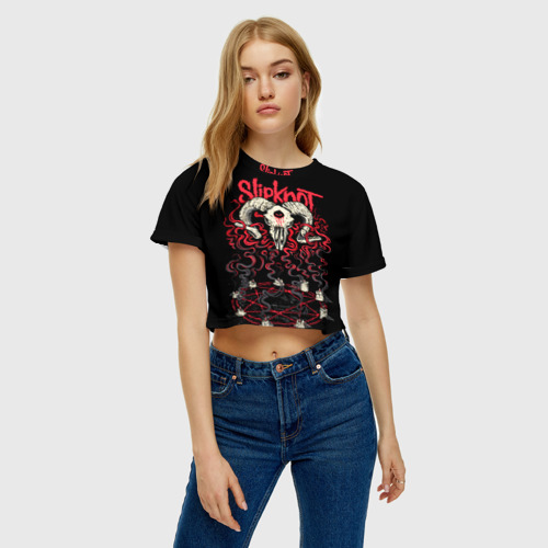 Женская футболка Crop-top 3D Slipknot, цвет 3D печать - фото 4