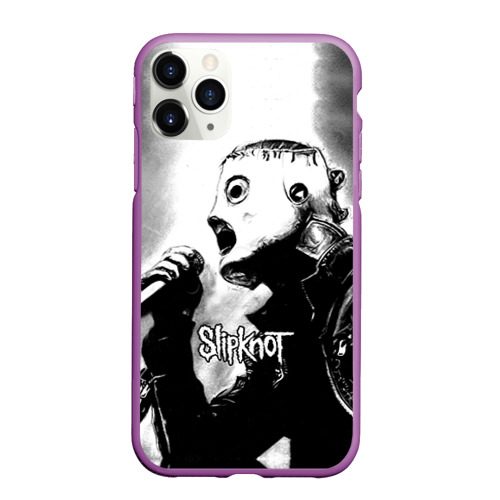 Чехол для iPhone 11 Pro Max матовый Slipknot, цвет фиолетовый