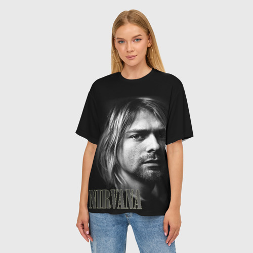 Женская футболка oversize 3D Nirvana, цвет 3D печать - фото 3