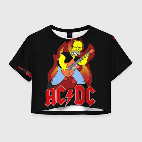Женская футболка Crop-top 3D AC/DC, цвет 3D печать