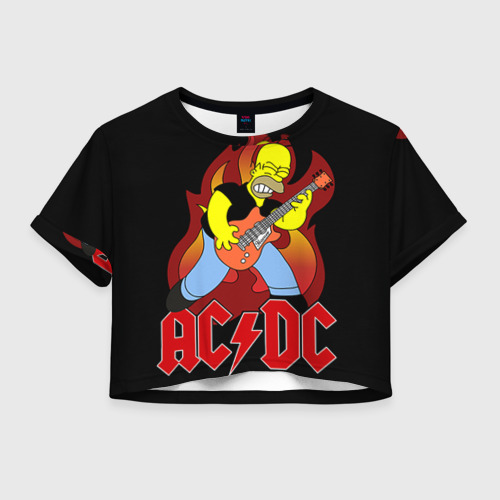 Женская футболка Crop-top 3D AC/DC