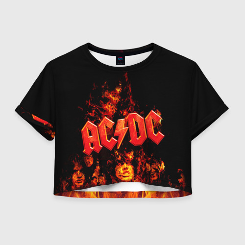 Женская футболка Crop-top 3D AC/DC, цвет 3D печать