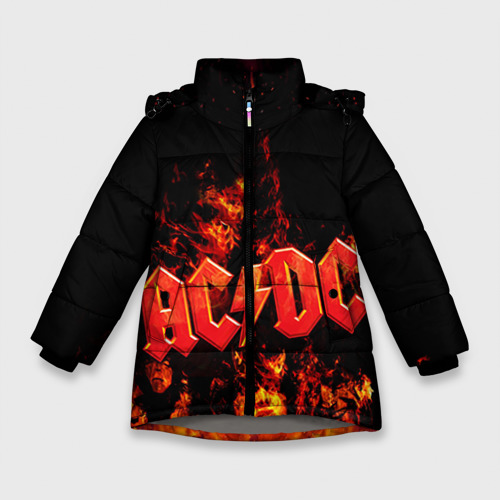 Зимняя куртка для девочек 3D AC/DC, цвет светло-серый