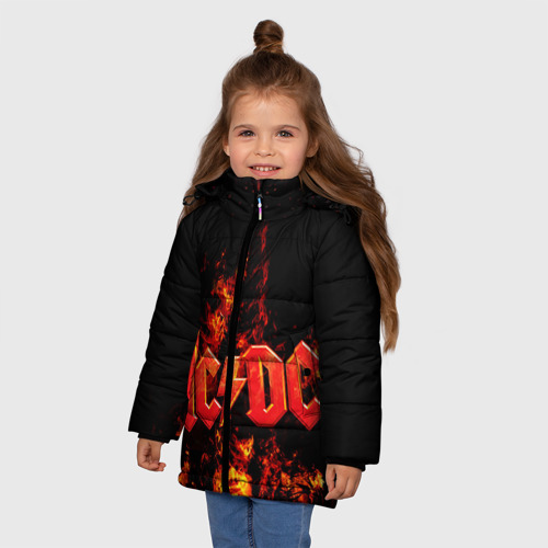 Зимняя куртка для девочек 3D AC/DC, цвет светло-серый - фото 3