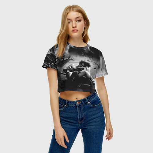 Женская футболка Crop-top 3D AC/DC, цвет 3D печать - фото 3