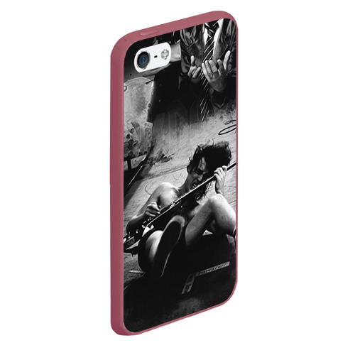 Чехол для iPhone 5/5S матовый AC/DC, цвет малиновый - фото 3
