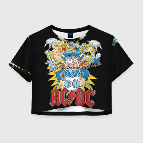 Женская футболка Crop-top 3D AC/DC, цвет 3D печать