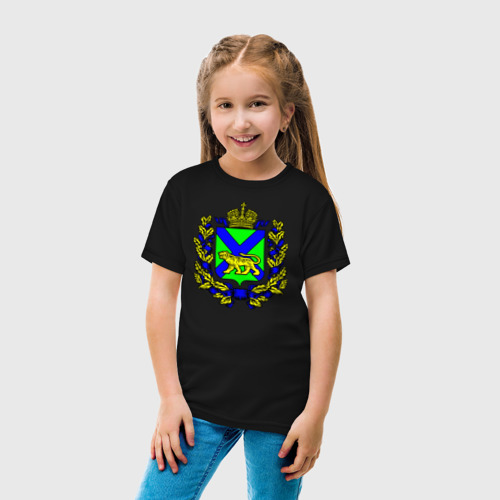 Детская футболка хлопок Герб Приморского края, цвет черный - фото 5