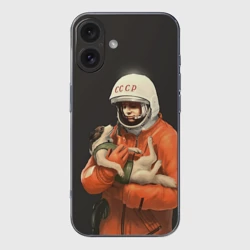 Чехол для iPhone 16 силиконовый с защитой камеры Гагарин