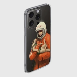 Чехол для iPhone 15 Pro силиконовый с защитой камеры Гагарин - фото 2