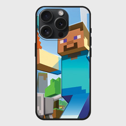 Чехол силиконовый для Apple iPhone 15 Pro матовый Майнкрафт