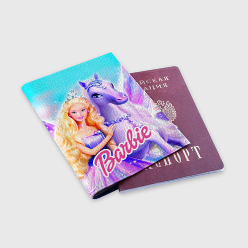 Обложка для паспорта матовая кожа Barbie, цвет синий - фото 3