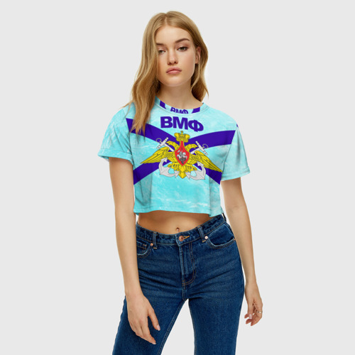 Женская футболка Crop-top 3D ВМФ России, цвет 3D печать - фото 3