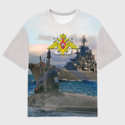Женская футболка oversize 3D ВМФ