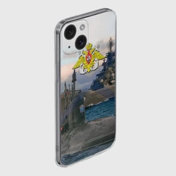 Чехол для iPhone 15 силиконовый с защитой камеры ВМФ - фото 2