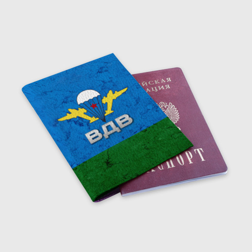 Обложка для паспорта матовая кожа ВДВ, цвет фиолетовый - фото 3