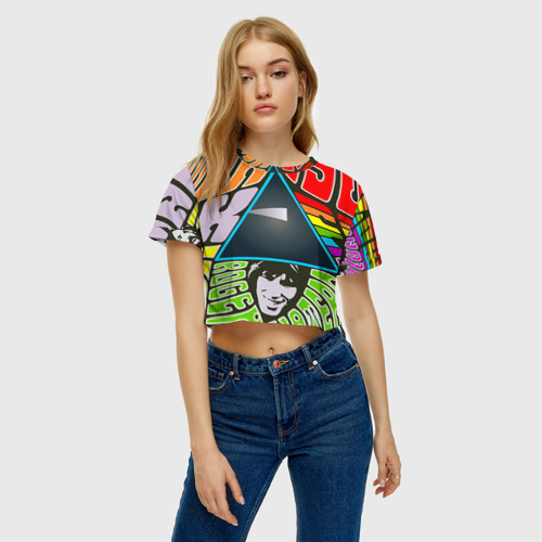 Женская футболка Crop-top 3D Pink Floyd, цвет 3D печать - фото 3