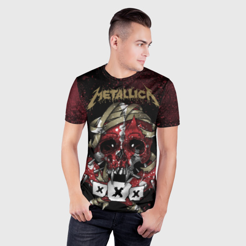 Мужская футболка 3D Slim Metallica, цвет 3D печать - фото 3