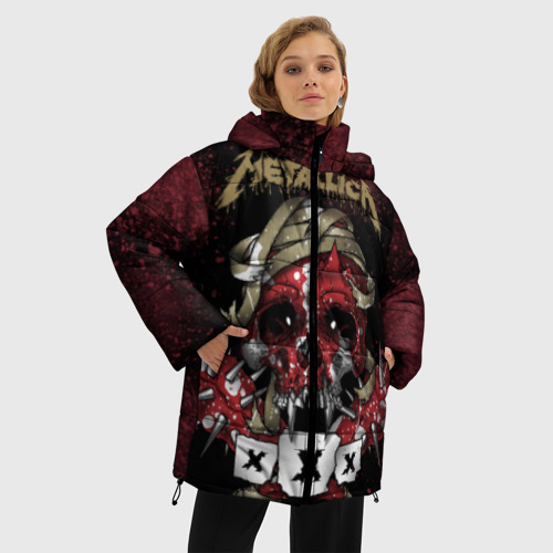 Женская зимняя куртка Oversize Metallica, цвет красный - фото 3