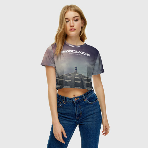 Женская футболка Crop-top 3D Imagine Dragons, цвет 3D печать - фото 3