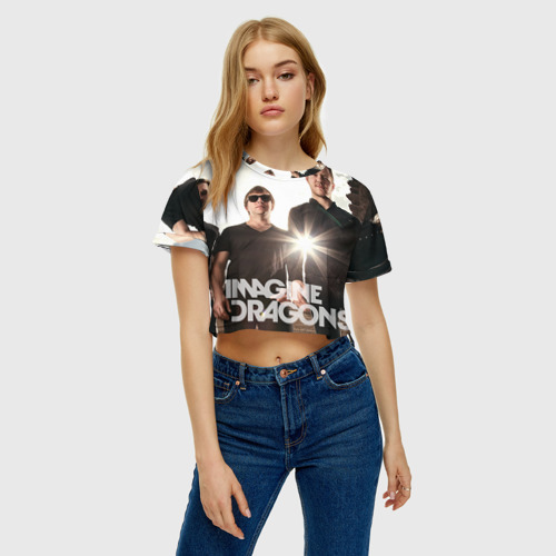 Женская футболка Crop-top 3D Imagine Dragons, цвет 3D печать - фото 3