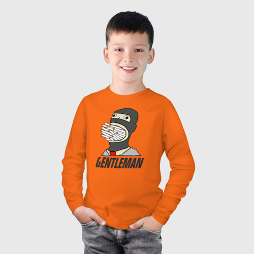 Детский лонгслив хлопок Gentleman, цвет оранжевый - фото 3