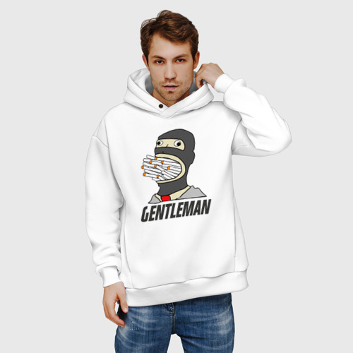 Мужское худи Oversize хлопок Gentleman, цвет белый - фото 3