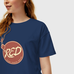 Женская футболка хлопок Oversize Red - фото 2
