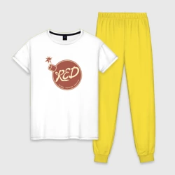 Женская пижама с белой футболкой хлопок Red