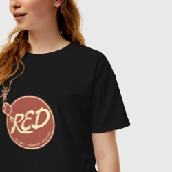 Женская футболка хлопок Oversize Red - фото 2