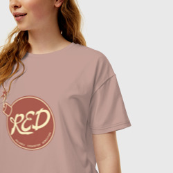 Женская футболка хлопок Oversize Red - фото 2