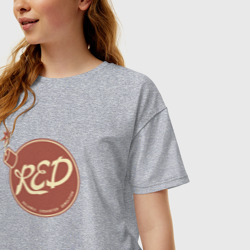 Женская футболка хлопок Oversize Red - фото 2