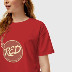 Женская футболка хлопок Oversize Red - фото 2