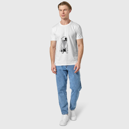Мужская футболка хлопок Бультерьер, цвет белый - фото 5