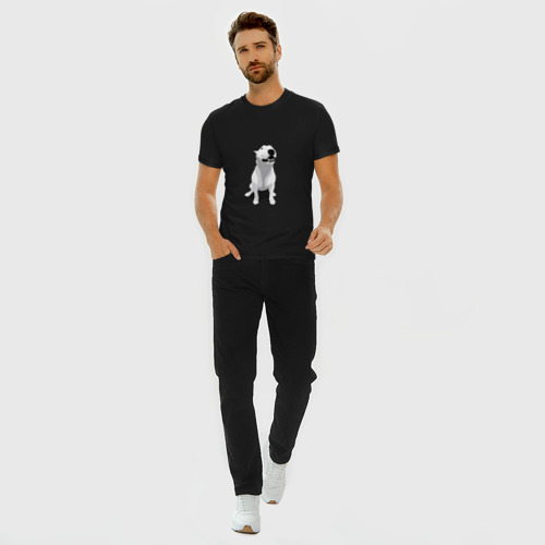 Мужская футболка хлопок Slim Бультерьер, цвет черный - фото 5