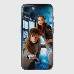 Чехол для iPhone 15 силиконовый с защитой камеры Доктор кто