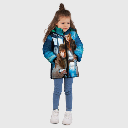 Зимняя куртка для девочек 3D Доктор кто, цвет черный - фото 5