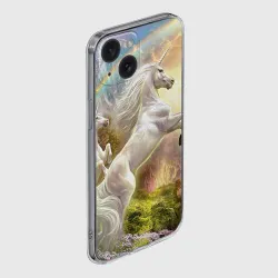Чехол для iPhone 15 силиконовый с защитой камеры Единороги - фото 2