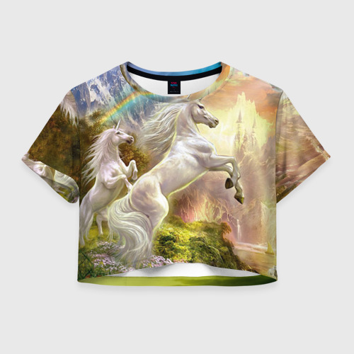 Женская футболка Cropp-top Единороги Фото 01 Женская футболка Cropp-top Единороги Фото 01