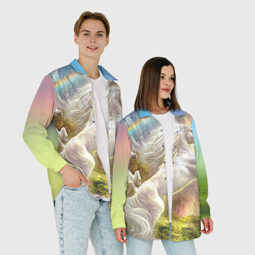 Женская рубашка oversize 3D с принтом Единороги, фото #4